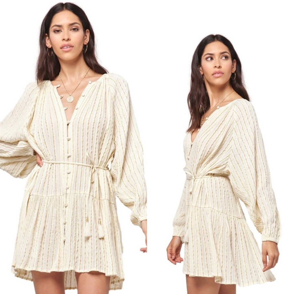 L‎ space vida metallic stripe dress swim cover